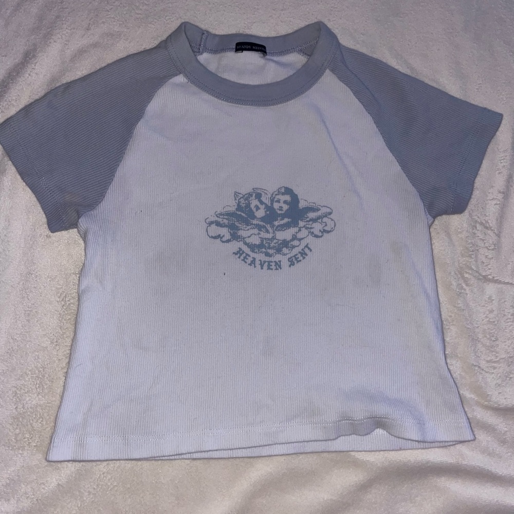 Classic blue and white brandy Melville shirt- OS - Heaven sent